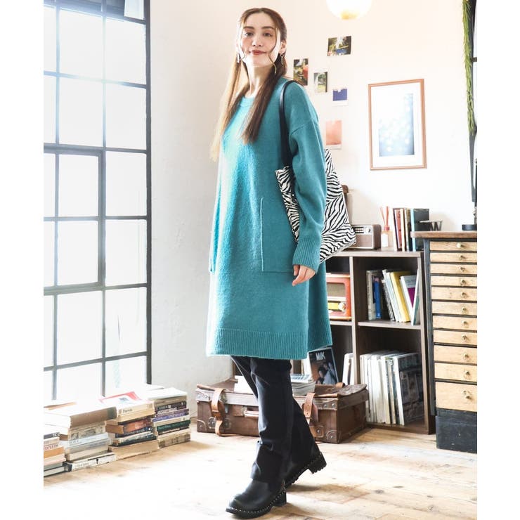 【大きいサイズ LAVEANGE×eur3】アンゴラタッチニットチュニックワンピ… | eur3 | 詳細画像2 