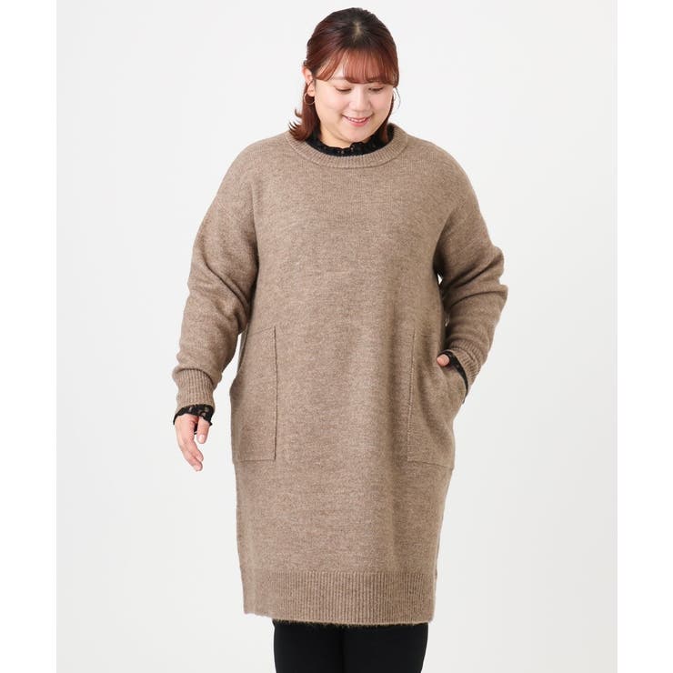【大きいサイズ LAVEANGE×eur3】アンゴラタッチニットチュニックワンピ… | eur3 | 詳細画像20 
