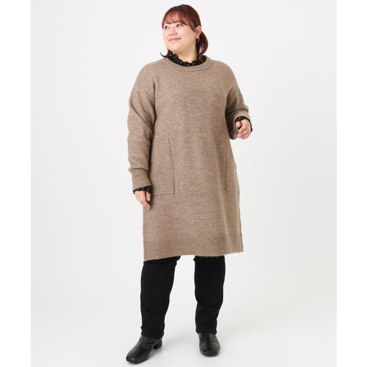 【大きいサイズ LAVEANGE×eur3】アンゴラタッチニットチュニックワンピ… | eur3 | 詳細画像21 