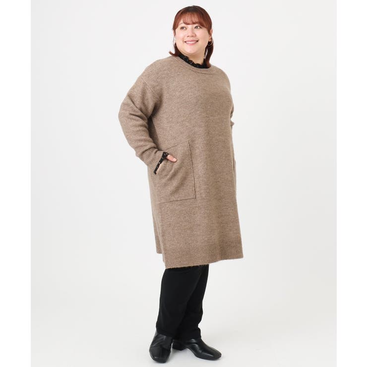 【大きいサイズ LAVEANGE×eur3】アンゴラタッチニットチュニックワンピ… | eur3 | 詳細画像23 