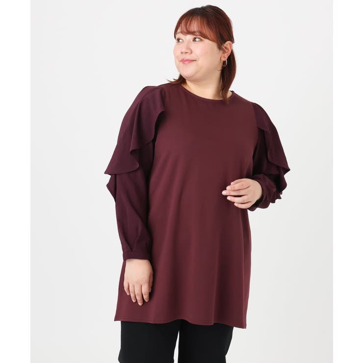 【大きいサイズ】ラッフルスリーブチュニック | eur3 | 詳細画像7 