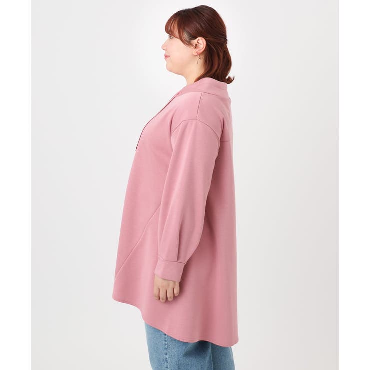 エウルキューブ（eur3）/【大きいサイズ】ダンボールフーディー風チュニック 大きいサイズ】ダンボールフーディー風チュニック[品番：ITKW0023609