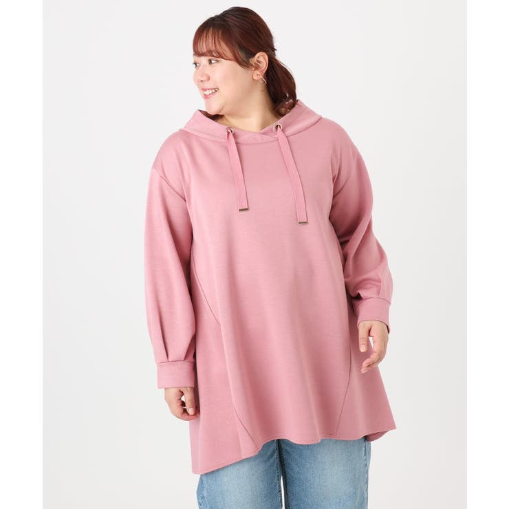 ピンク(03) | 【大きいサイズ】ダンボールフーディー風チュニック | eur3