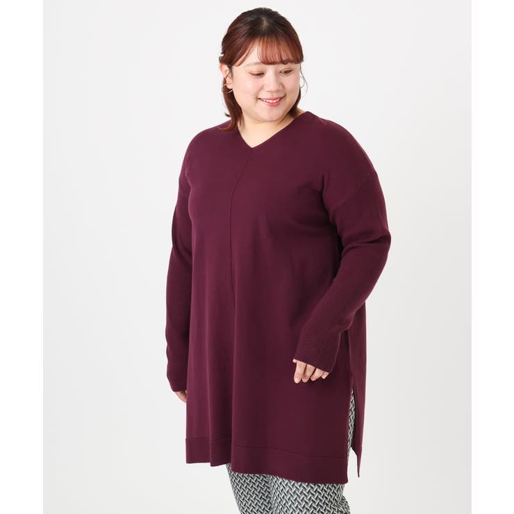 【大きいサイズ】Vネックニットチュニック | eur3 | 詳細画像4 