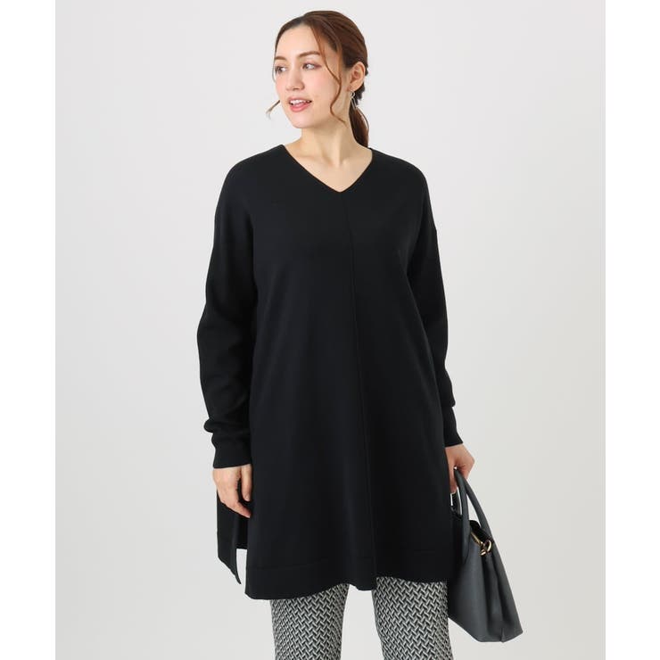ブラック(94) | 【大きいサイズ】Vネックニットチュニック | eur3