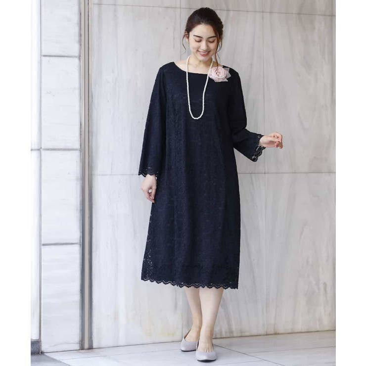 大きいサイズ】ちくちくしない！総レースワンピース[品番：ITKW0002318