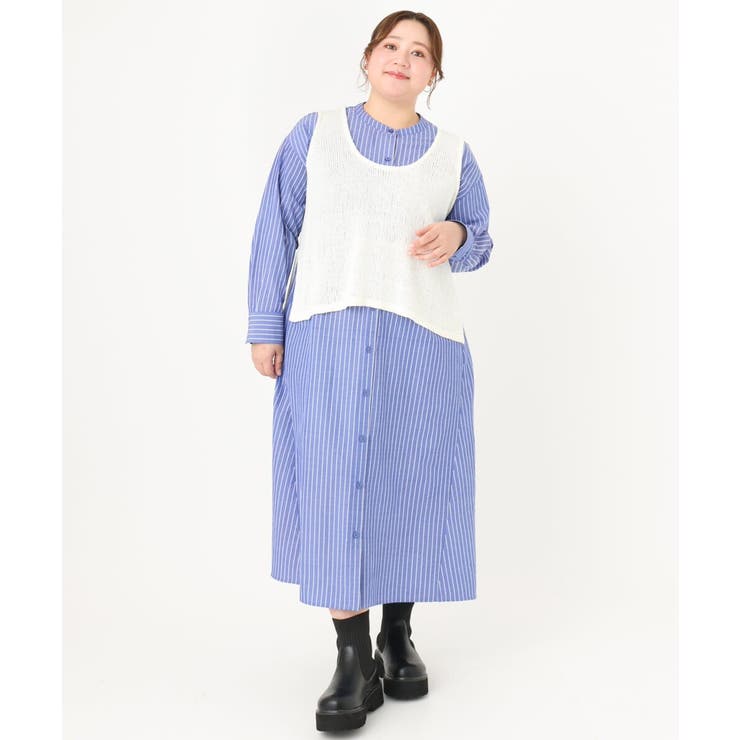 【大きいサイズ】ビスチェ×シャツワンピースセット | eur3 | 詳細画像13 