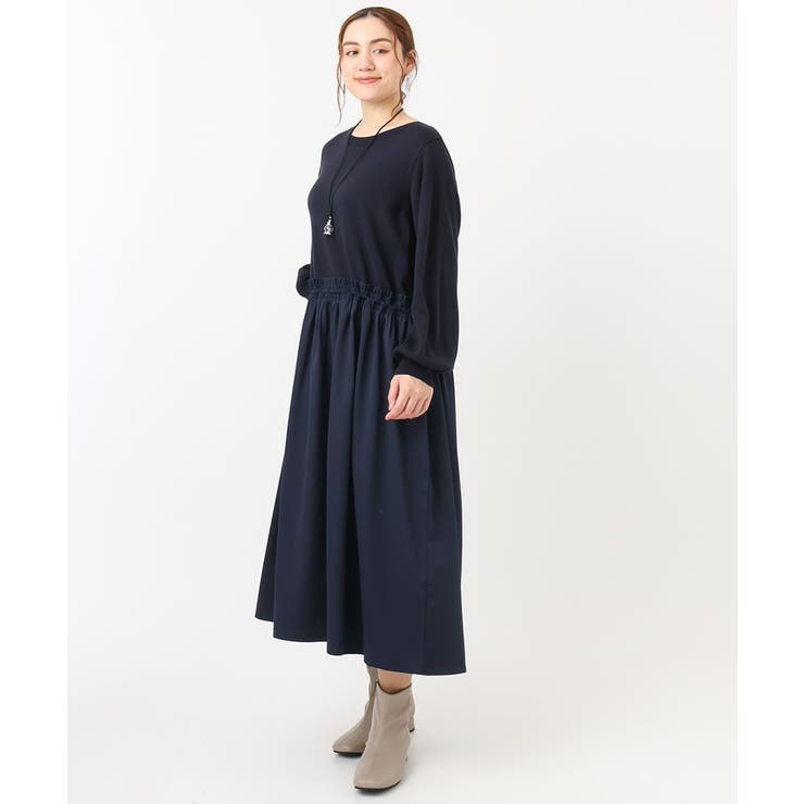 【大きいサイズ】シャーリングコンビワンピース | eur3 | 詳細画像15 