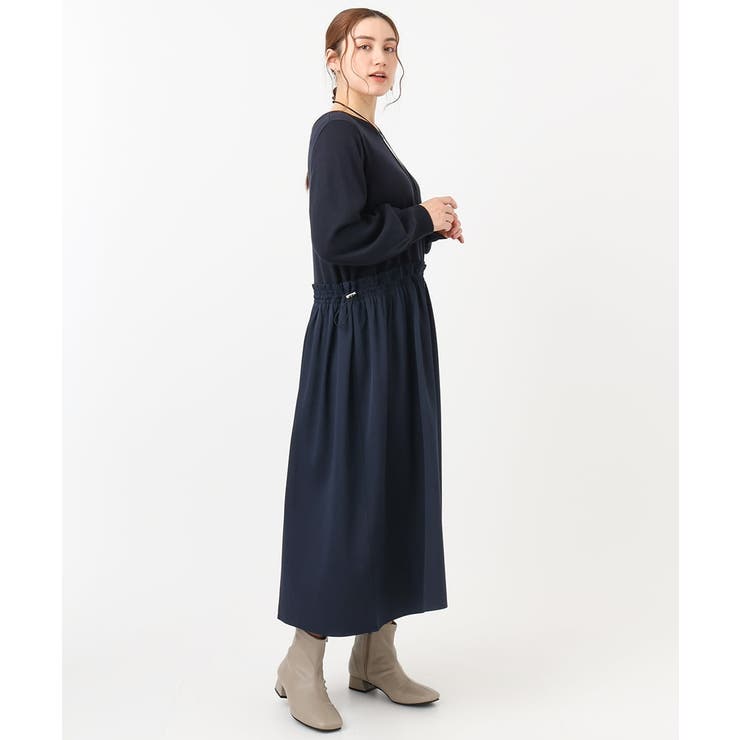 【大きいサイズ】シャーリングコンビワンピース | eur3 | 詳細画像16 