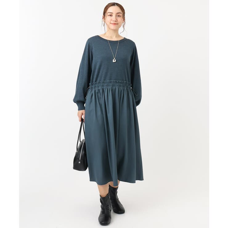 【大きいサイズ】シャーリングコンビワンピース | eur3 | 詳細画像2 