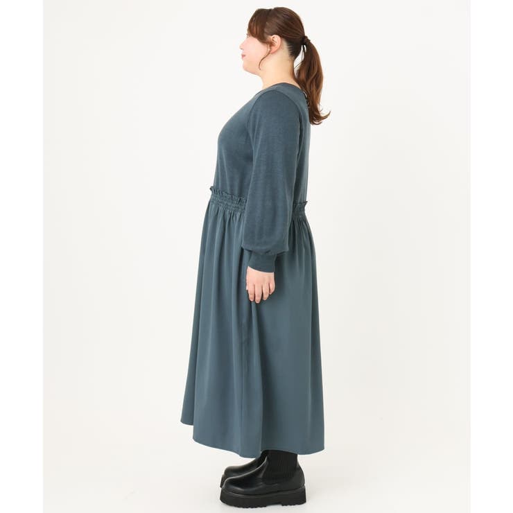 【大きいサイズ】シャーリングコンビワンピース | eur3 | 詳細画像8 