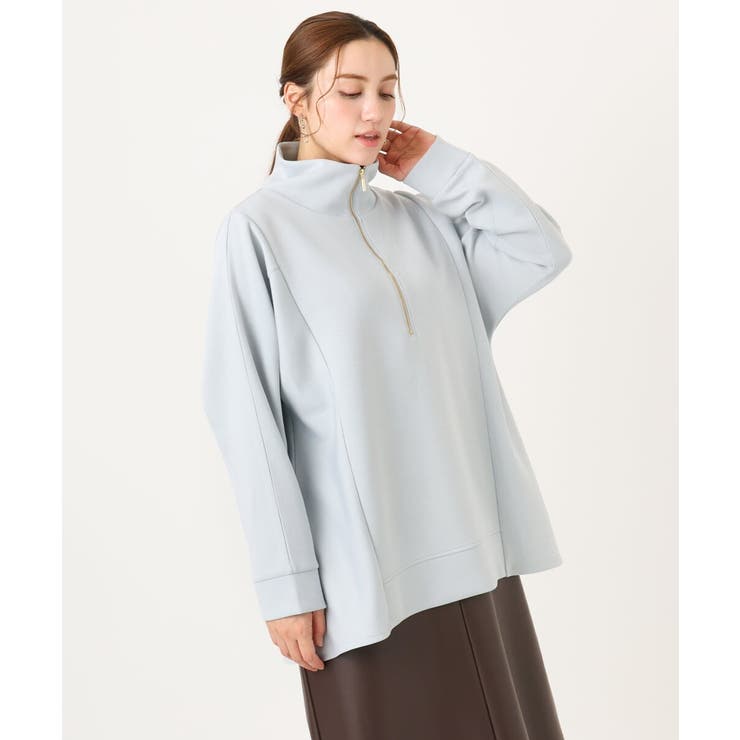 ライトブルー(50) | 【大きいサイズ】ハーフジップダンボールプルオーバー | eur3