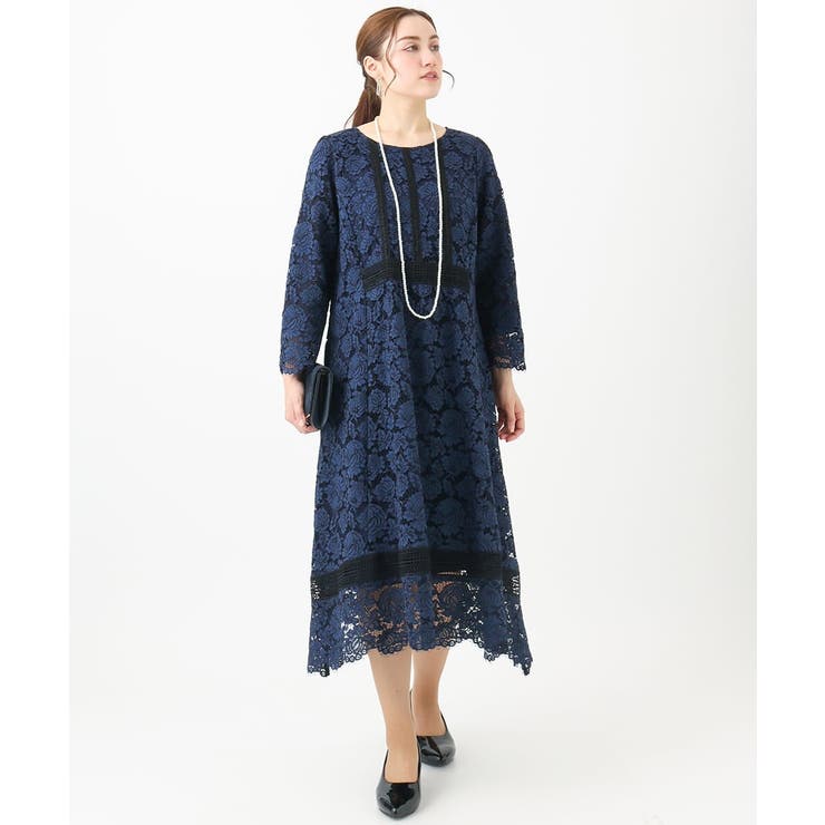 ネイビー(57) | 【大きいサイズ】イレヘムレースドレス | eur3