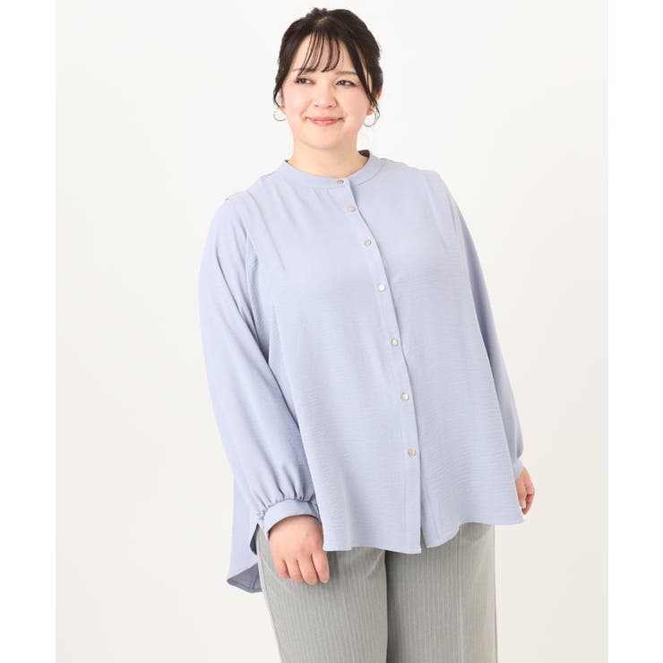 ブルー(55) | 【大きいサイズ】ポーラバンドカラーチュニック | eur3