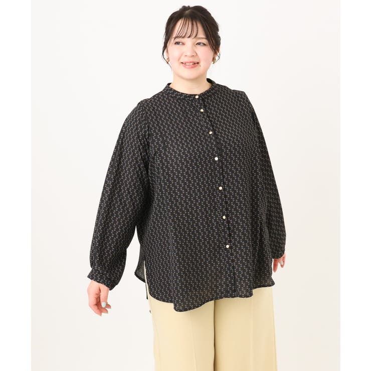 ブラック(94) | 【大きいサイズ】ポーラバンドカラーチュニック | eur3