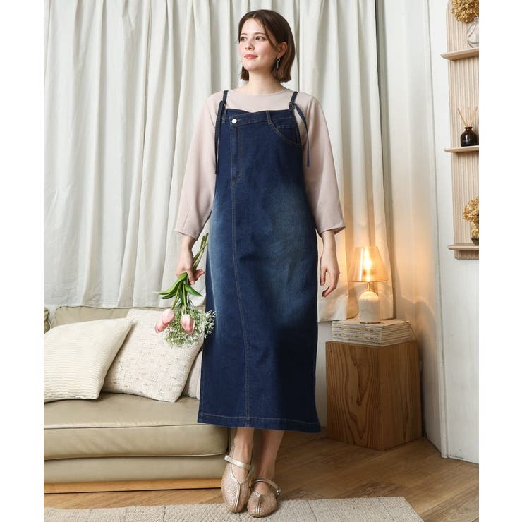 ネイビー(57) | 【大きいサイズ】デニムジャンパースカート | eur3