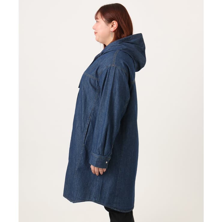 【大きいサイズ】デニムフーディ―シャツチュニック | eur3 | 詳細画像16 