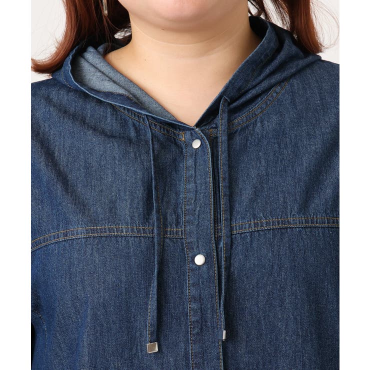 【大きいサイズ】デニムフーディ―シャツチュニック | eur3 | 詳細画像19 