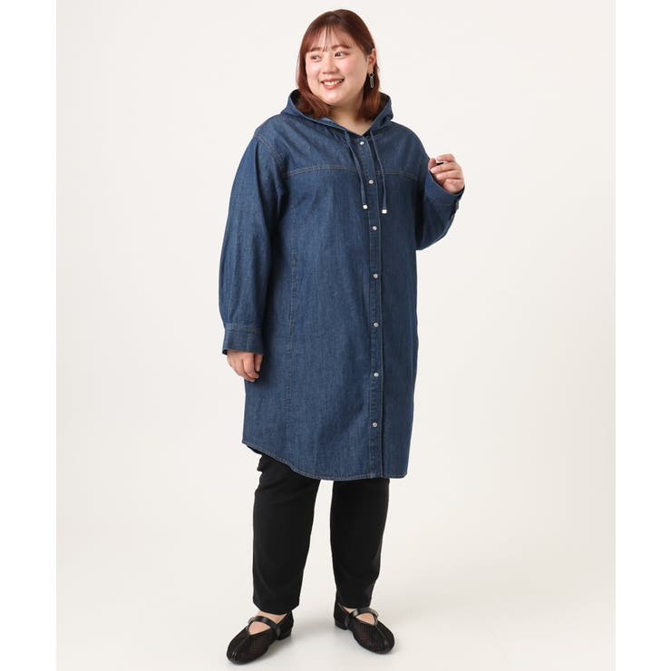 【大きいサイズ】デニムフーディ―シャツチュニック | eur3 | 詳細画像25 
