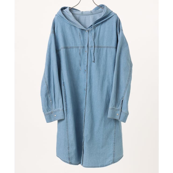 【大きいサイズ】デニムフーディ―シャツチュニック | eur3 | 詳細画像6 