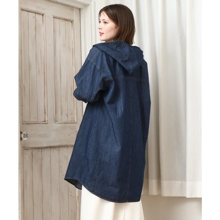 【大きいサイズ】デニムフーディ―シャツチュニック | eur3 | 詳細画像7 