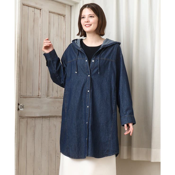 【大きいサイズ】デニムフーディ―シャツチュニック | eur3 | 詳細画像8 