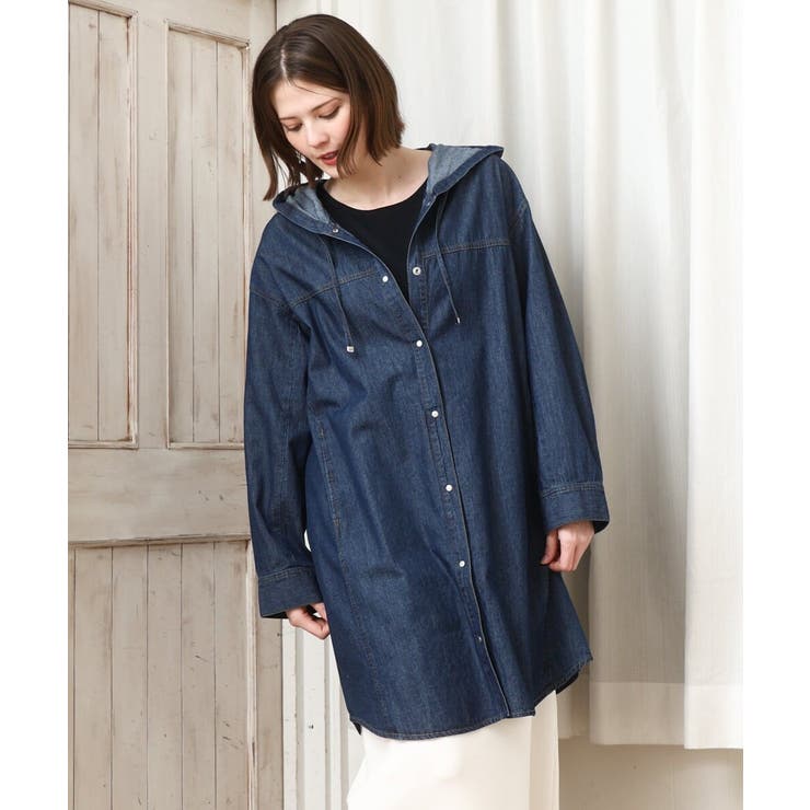 【大きいサイズ】デニムフーディ―シャツチュニック | eur3 | 詳細画像9 