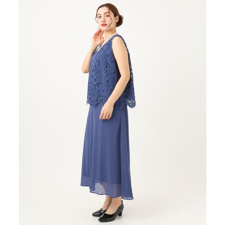 【大きいサイズ】レースブラウス×ジョーゼットスカートセットアップ | eur3 | 詳細画像10 