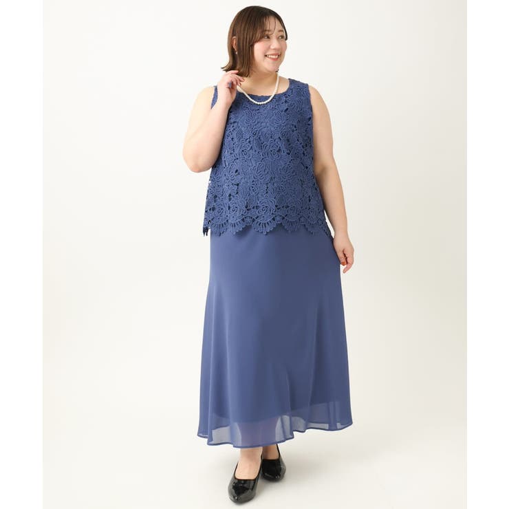 【大きいサイズ】レースブラウス×ジョーゼットスカートセットアップ | eur3 | 詳細画像13 