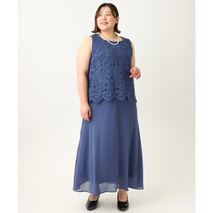 【大きいサイズ】レースブラウス×ジョーゼットスカートセットアップ | eur3 | 詳細画像14 