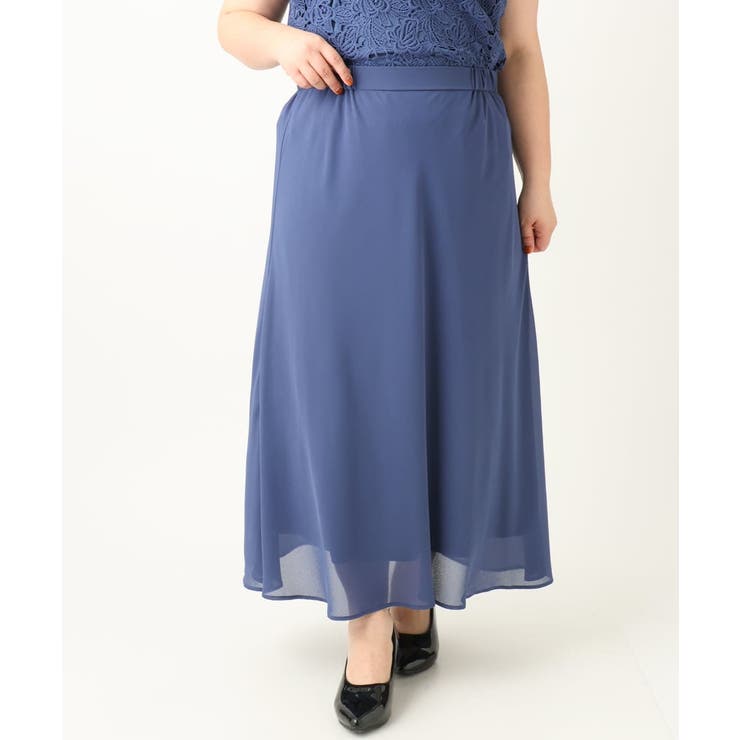 【大きいサイズ】レースブラウス×ジョーゼットスカートセットアップ | eur3 | 詳細画像4 