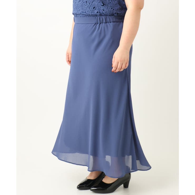 【大きいサイズ】レースブラウス×ジョーゼットスカートセットアップ | eur3 | 詳細画像5 