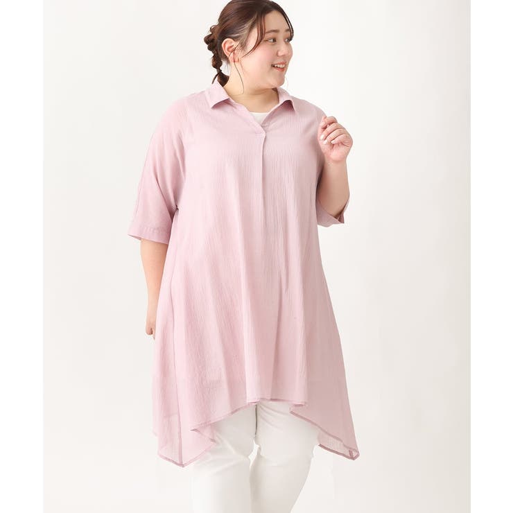 【大きいサイズ】コットンイレヘムシャツチュニック | eur3 | 詳細画像1 