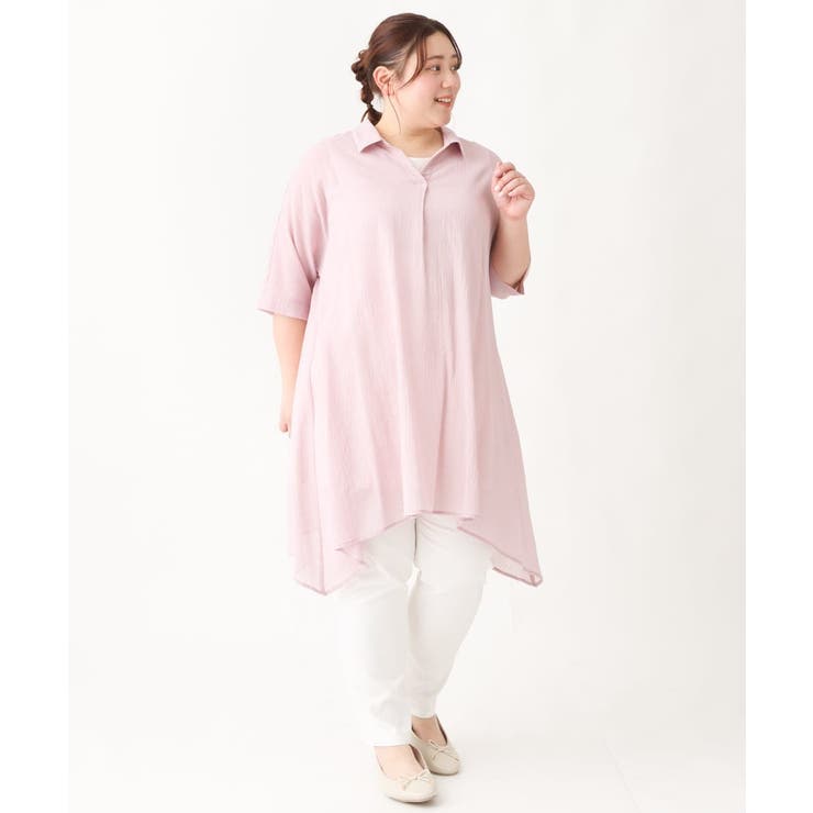 【大きいサイズ】コットンイレヘムシャツチュニック | eur3 | 詳細画像11 