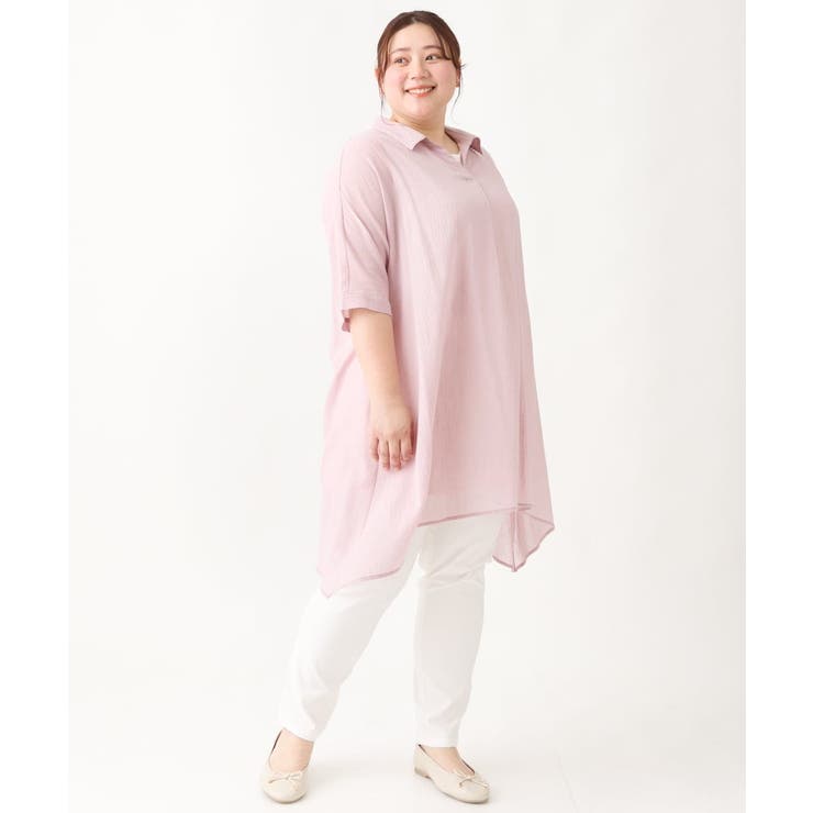 【大きいサイズ】コットンイレヘムシャツチュニック | eur3 | 詳細画像12 