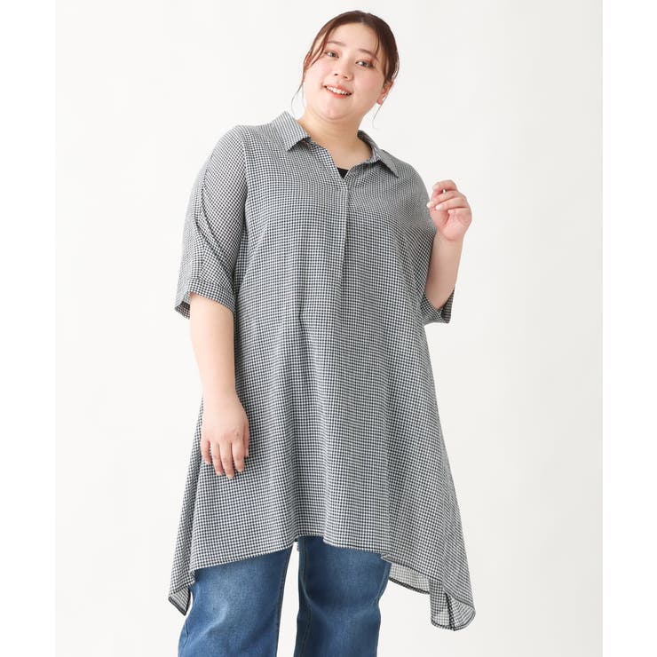 【大きいサイズ】コットンイレヘムシャツチュニック | eur3 | 詳細画像20 