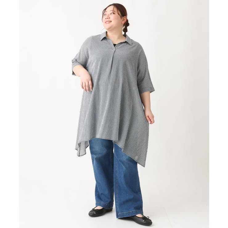 【大きいサイズ】コットンイレヘムシャツチュニック | eur3 | 詳細画像22 