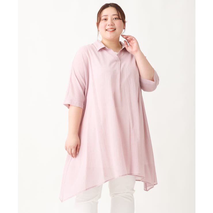 【大きいサイズ】コットンイレヘムシャツチュニック | eur3 | 詳細画像3 