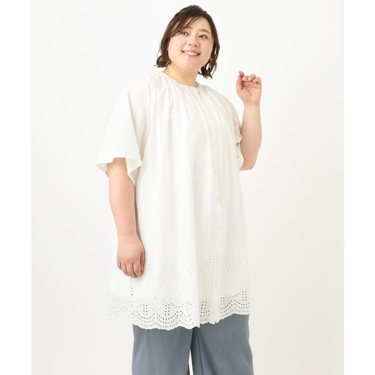 【大きいサイズ】アイレットレースチュニック | eur3 | 詳細画像15 