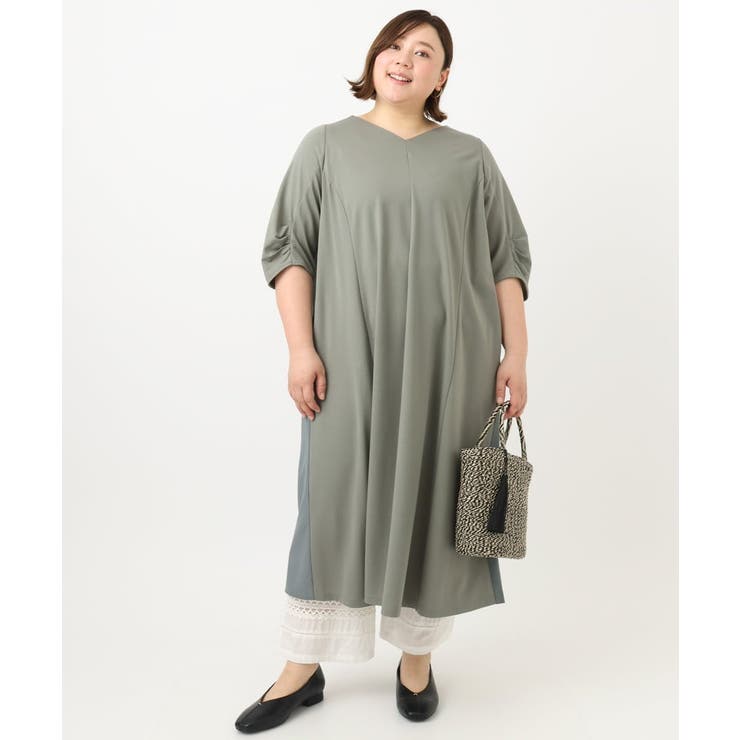 大きいサイズ】バックプリーツワンピース[品番：ITKW0021212]｜eur3