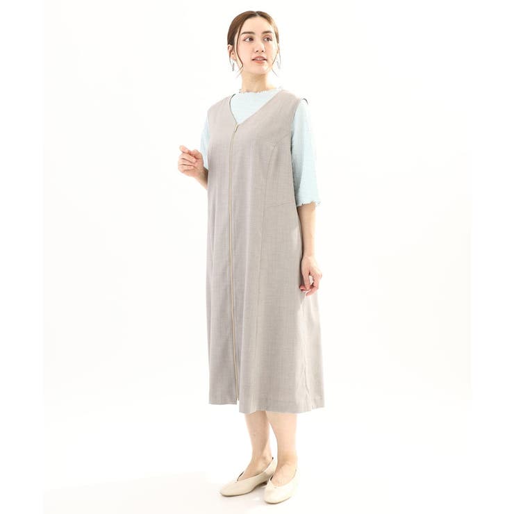 グレー(92) | 【大きいサイズ/2WAY】Vネックワンピース | eur3