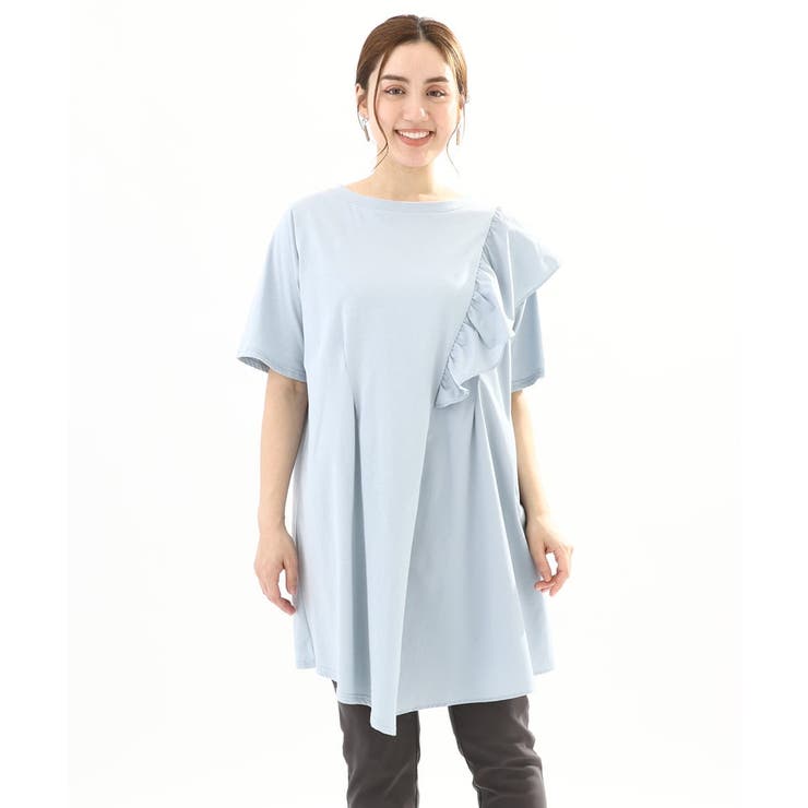 【大きいサイズ】アシメラッフルチュニック | eur3 | 詳細画像2 