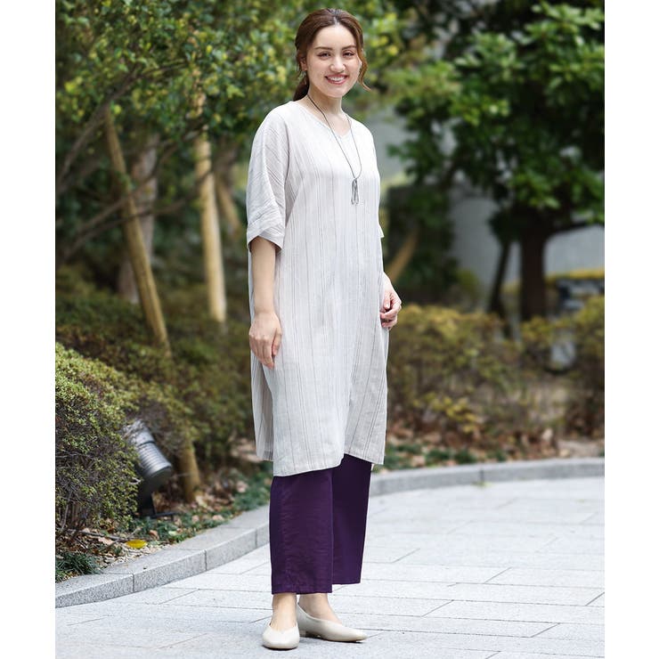 【大きいサイズ】ストライプカフタンチュニック | eur3 | 詳細画像3 
