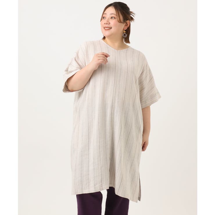 【大きいサイズ】ストライプカフタンチュニック | eur3 | 詳細画像4 