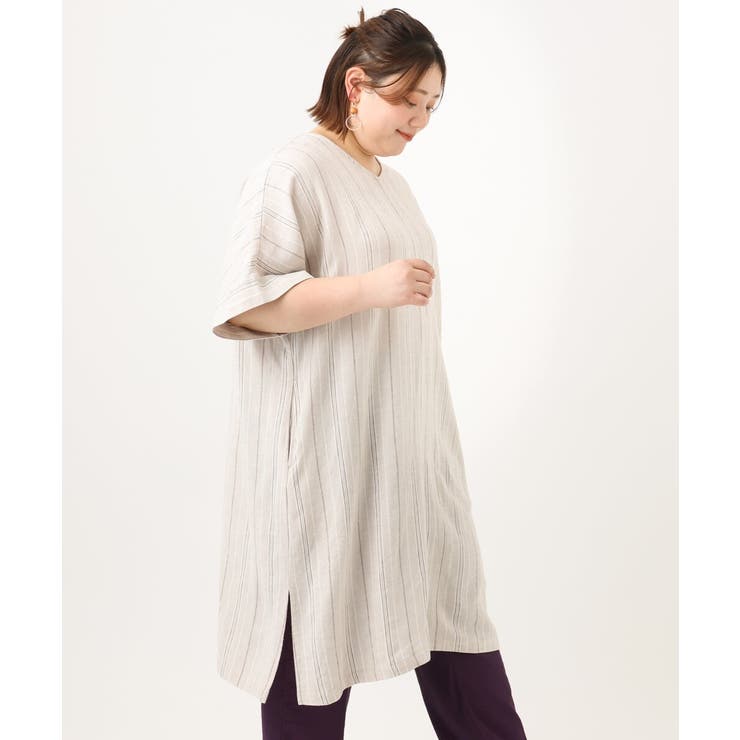 【大きいサイズ】ストライプカフタンチュニック | eur3 | 詳細画像6 