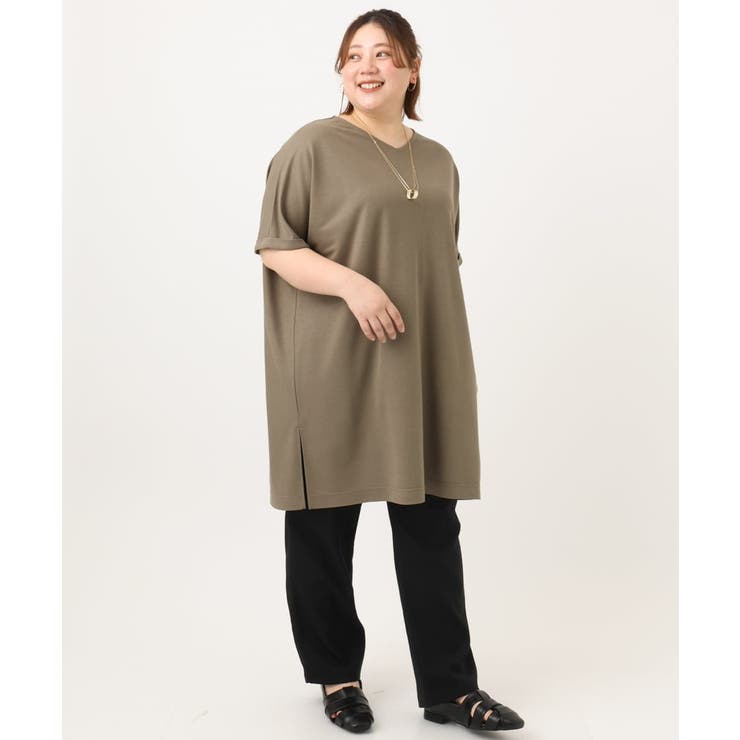 【大きいサイズ/接触冷感】カノコボクシーシルエットチュニック | eur3 | 詳細画像14 