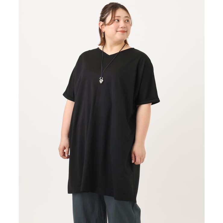 【大きいサイズ/接触冷感】カノコボクシーシルエットチュニック | eur3 | 詳細画像18 