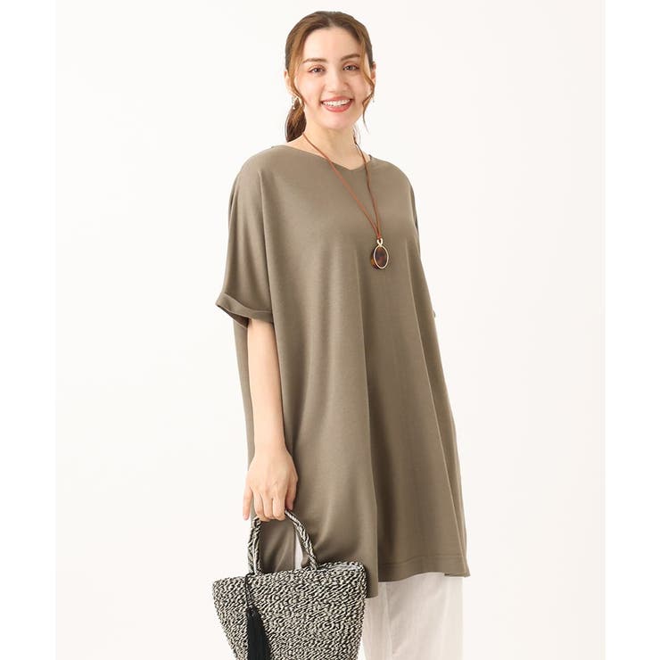 【大きいサイズ/接触冷感】カノコボクシーシルエットチュニック | eur3 | 詳細画像2 