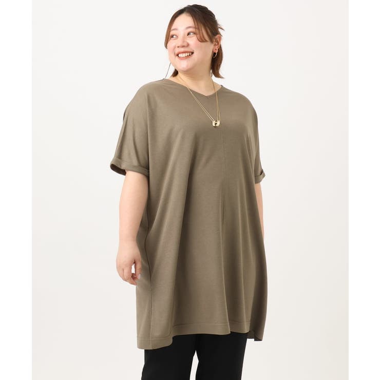 【大きいサイズ/接触冷感】カノコボクシーシルエットチュニック | eur3 | 詳細画像5 