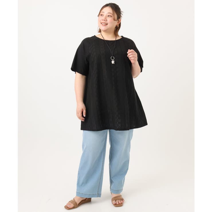 【大きいサイズ/soso×eur3】レースラグランチュニック | eur3 | 詳細画像14 